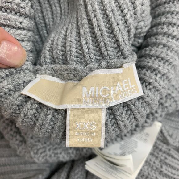 Michael Kors Sleeveless Funnel Neck Sweater Womens 2XS Grey Chunky Knit Stretch - Picture 13 of 15